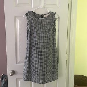 Black and white gingham linen/cotton blend dress